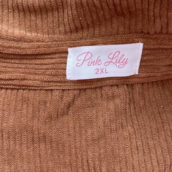 Pink Lily Rust Brown Corduroy Shacket. Size 2XL. - Picture 3 of 3